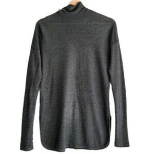 LINE Modal & Cashmere Blend Fine Knit Light Turtleneck Top Ribbed Grey Sz S